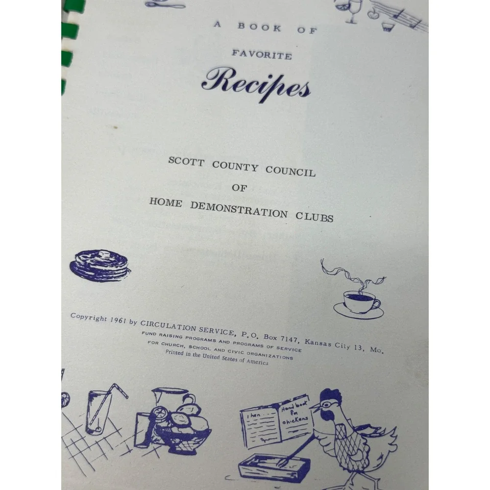 Vintage 1961 Favorite Recipes From Our Best Cooks Scott County Council Cookbook
